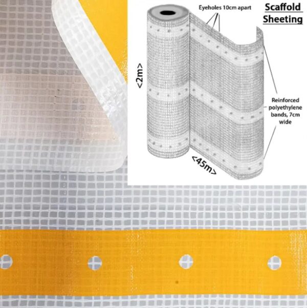 Fire Retardant Scaffold Safety Sheeting 3mx45m roll - Image 3